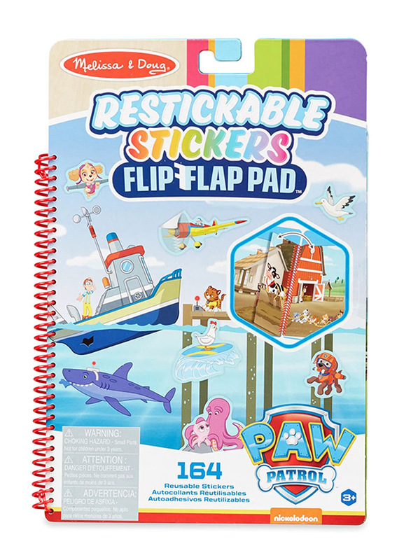 Melissa & Doug Paw Patrol Adventure Bay Restickable Stickers Flip-Flap Pad, 164 Pieces, Ages 3+