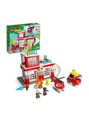 Lego Fire Station & Helicopter Set, Ages 2+, 10970, Multicolour