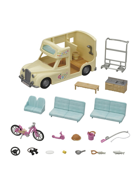 Epoch Sylvanian Family Campervan, 15 Pieces, Ages 3+, Multicolour