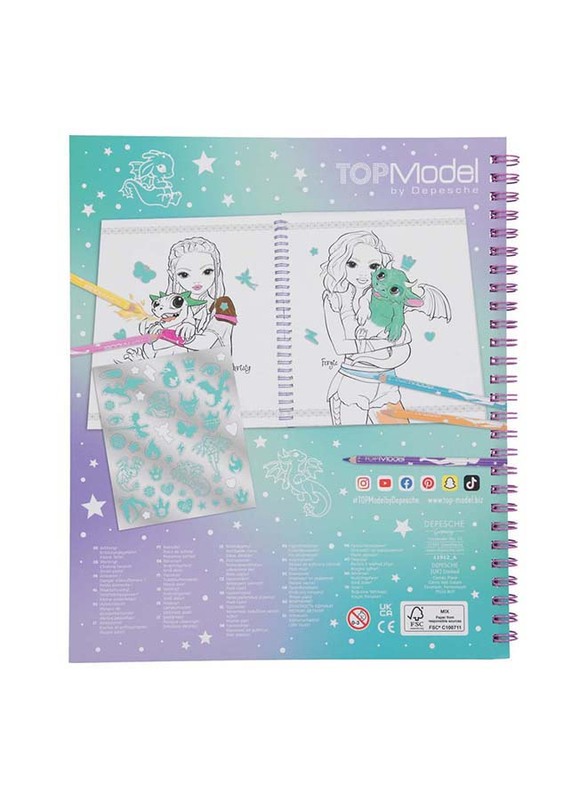 Topmodel Colouring Book With Sequins Dragon Love stickers, Ages 5+