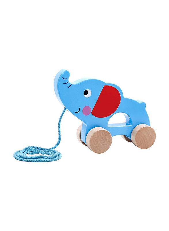 Tooky Toy Wooden Elephant Pull Along Toy for Kids, Ages 3+