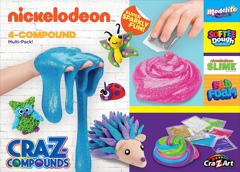 Cra-Z-Compounds Nickelodeon Variety Multi-Pack Featuring Softee Dough, Modelite, Slime and Fab Foam, 24 Pieces, Ages 6+