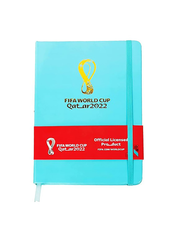 FIFA 2022 Emblem-T Pu Leather Notebook with Elastic Closure, A5 Size, Blue