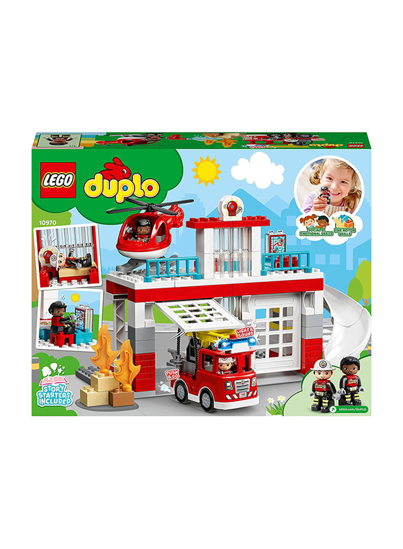 Lego Fire Station & Helicopter Set, Ages 2+, 10970, Multicolour