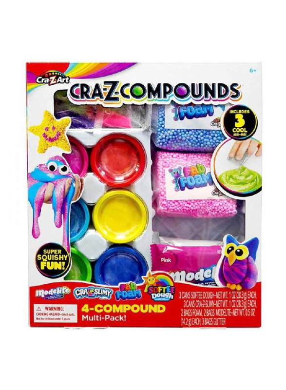 Cra-Z-Compounds Variety Multi-Pack Featuring Softee Dough, Modelite, Slime and Fab Foam, 13 Pieces, Ages 6+