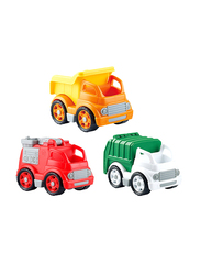 Playgo Bio-Based Plastic Heavy Duty Dump Truck City Bin Truck Fire Engine Wheels Combo, 3 Pieces, Ages 2+