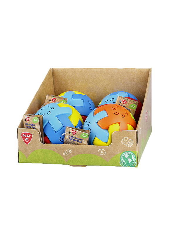 Playgo Bio-Based Plastic Patchwork Rattle Ball, 4 Pieces, Ages 6+ Months