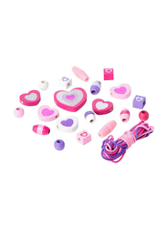 Melissa & Doug Shimmering Hearts Wooden Bead Set, Ages 4+