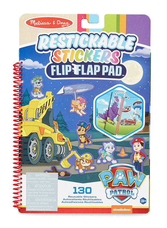 Melissa & Doug Paw Patrol Ultimate Rescue Restickable Stickers Flip-Flap Pad, 130 Pieces, Ages 3+