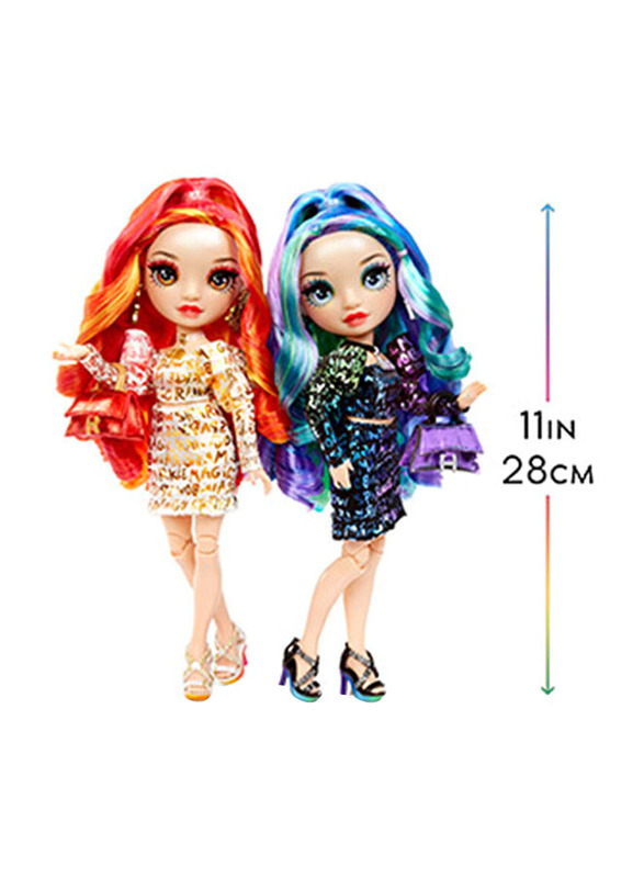 Rainbow High Twins Laurel & Holly De'Vious Fashion Dolls with Accessories Set, 24 Pieces, Ages 6+, Multicolour