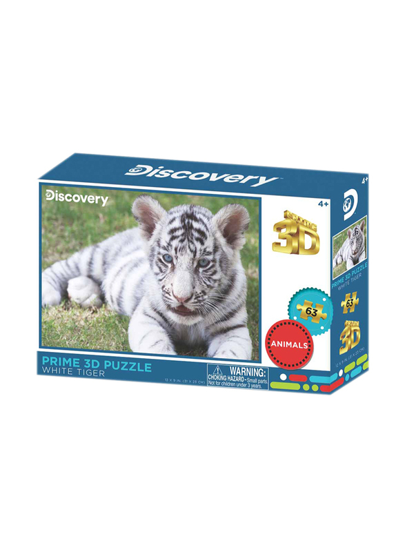 Prime 3D Puzzles 63-Piece Animal Planet Licensed White Tiger 3D Puzzle