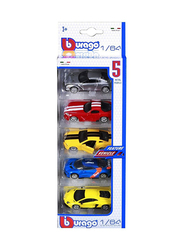 Bburago 1/64 Scale Vehicles, 5 Pieces, Ages 3+, Multicolour