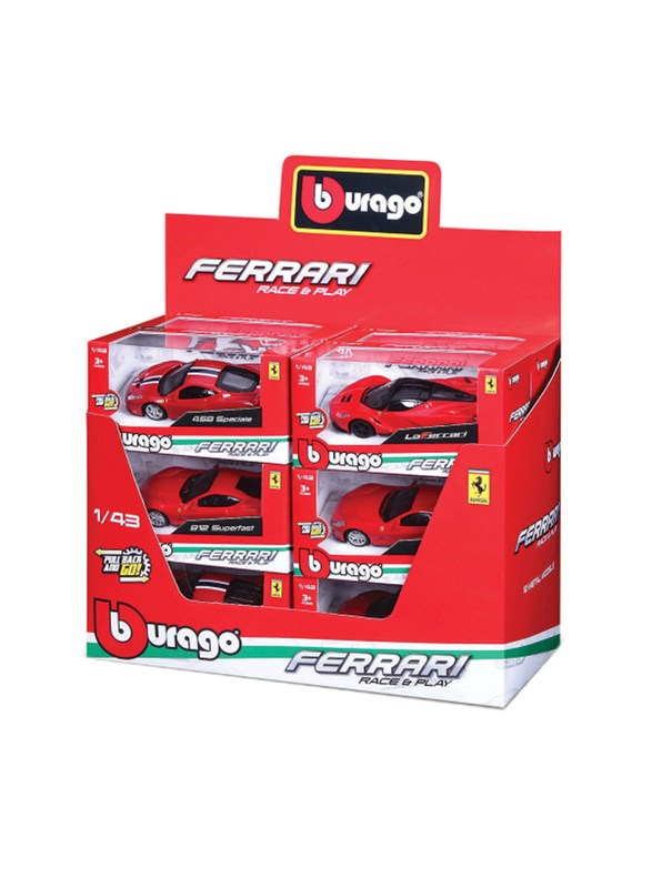 Bburago Ferrari Race & Play Series Diecast Model Car Assorted, For Ages 3+