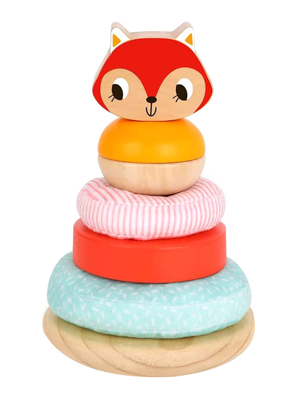 Tooky Toy Wooden Fox Tower for Kids, 7 Pieces, Ages 3+