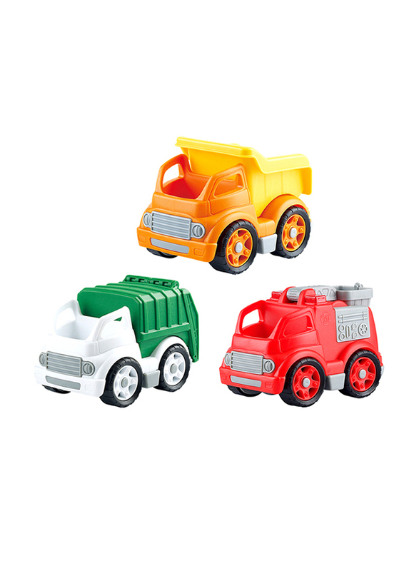 Playgo Bio-Based Plastic Heavy Duty Dump Truck City Bin Truck Fire Engine Wheels Combo, 3 Pieces, Ages 2+