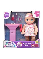 Baby Maziuna Little Darlings Brush & Clean 10" Doll with Accessories, 9-Piece, For Ages, 2+ Years