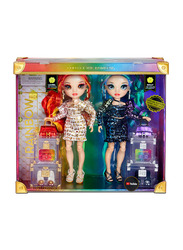 Rainbow High Twins Laurel & Holly De'Vious Fashion Dolls with Accessories Set, 24 Pieces, Ages 6+, Multicolour