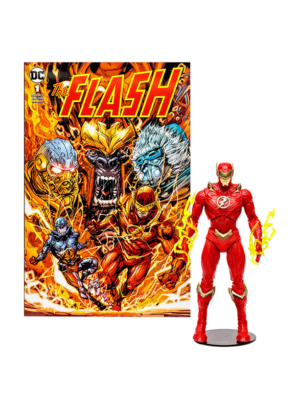 DC Direct 7in Figure with Comic The Flash Wv2 The Flash (Barry Allen), Multicolour, Ages 12+ Months