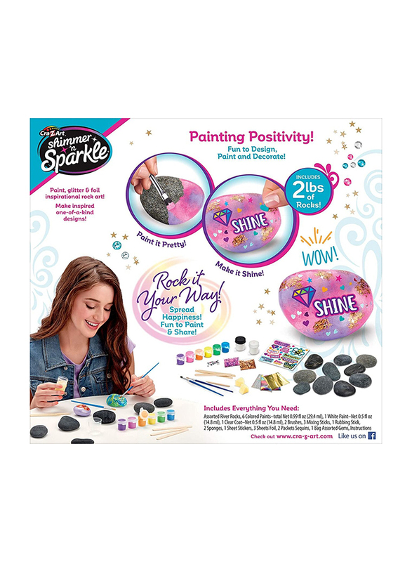 Crazart Shimmer 'N Sparkle Inspirational Rock Art, Ages 8+, Multicolour