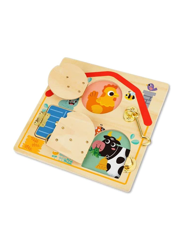 Tooky Toy Wooden Latches Activity Board Set, Ages 3+