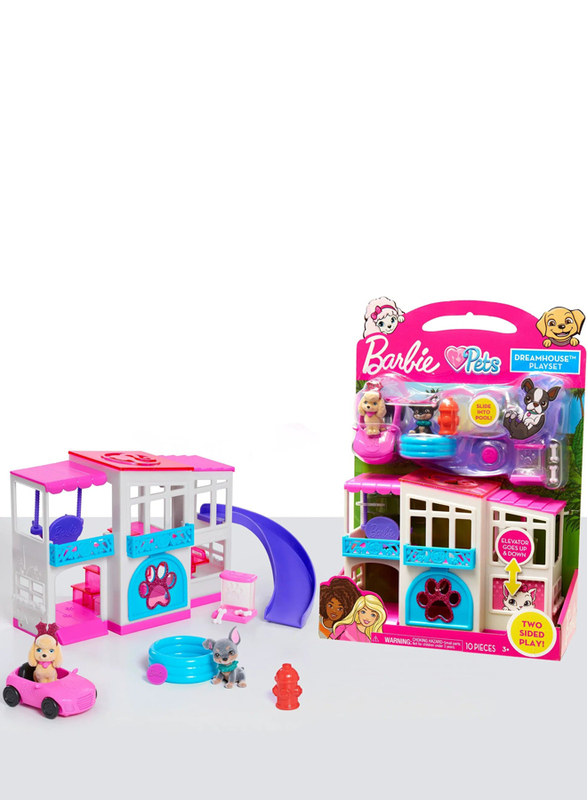 Barbie Pets Dreamhouse 2-Sided Playset, 10 Pieces, Ages 3+