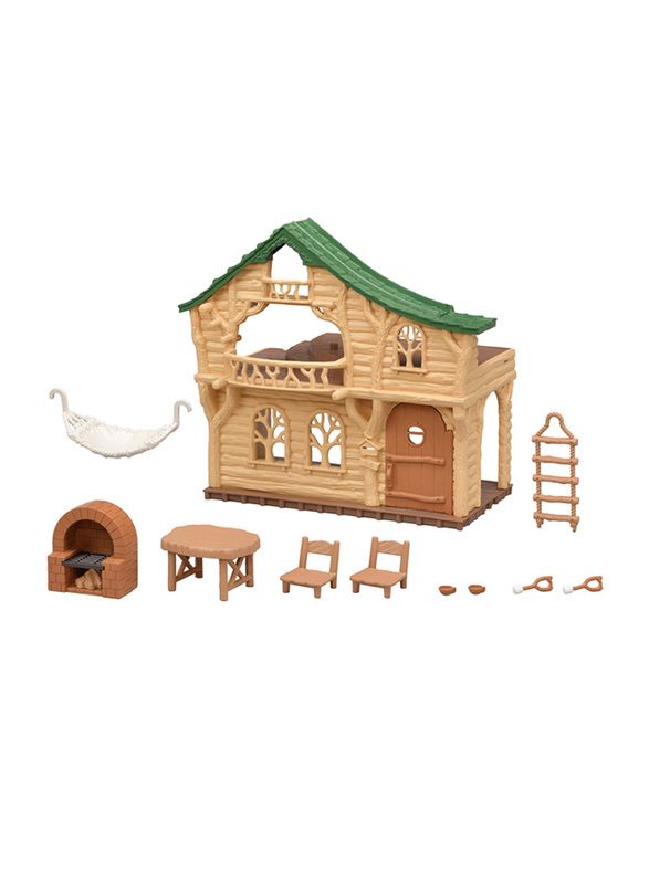 Epoch Sylvanian Family Lakeside Lodge, 11 Pieces, Ages 3+, Multicolour