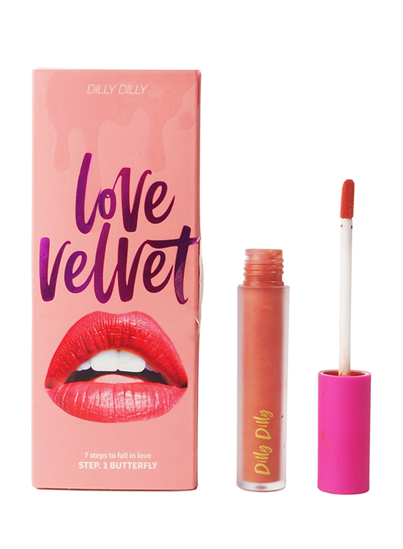 Love Velvet Moisture Liquid Lip Gloss, 0.15oz, Step 1. Butterfly, Peach