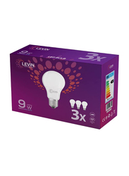 Levin LED Bulb, 9W, E27, 6500K, 3 Pieces, Cool White