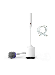 Doqo Rechargeable Electric Silicone Toilet Cleaner Brush Set, White