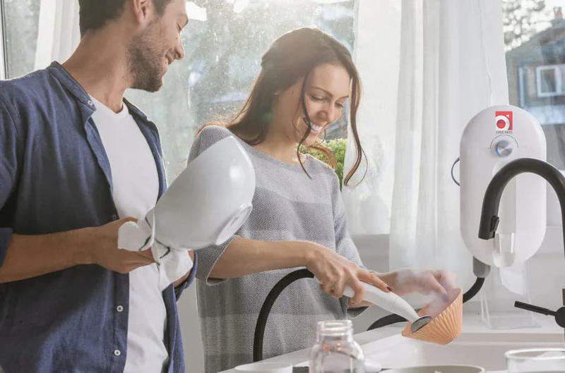 One Pass Dishwasher & Sterilizer Steam Cleaner, White