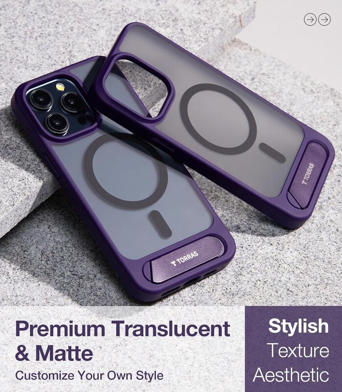 Torras UPRO Pstand Series (X00FX1250) Case For  iPhone 15 Pro Dark Purple