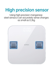 Bomidi W1 Smart LED Digital Body Weighing Scale with High Precision Sensor Weight Scaling & AAA Battery, White