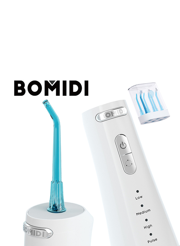 Bomidi Portable Oral Irrigator 360 Rotatable Nozzle, 300ml, White/Blue