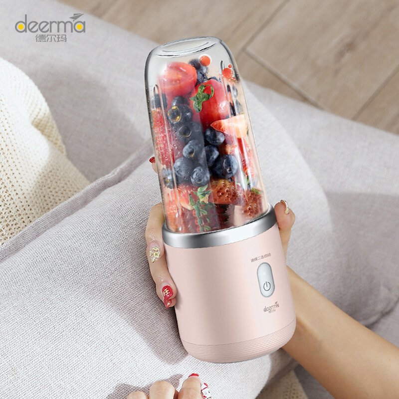 Deerma 400ml USB Rechargeable Mini Blender with Juicer Cup, 140W, NU05, Pink