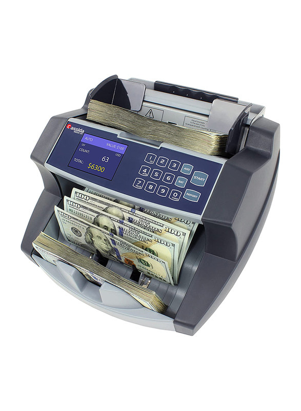Cassida Business Grade Money Counting Machine with Cover, 6600UV, Grey