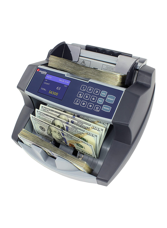 

Cassida Business Grade Money Counting Machine with Cover, 6600UV, Grey