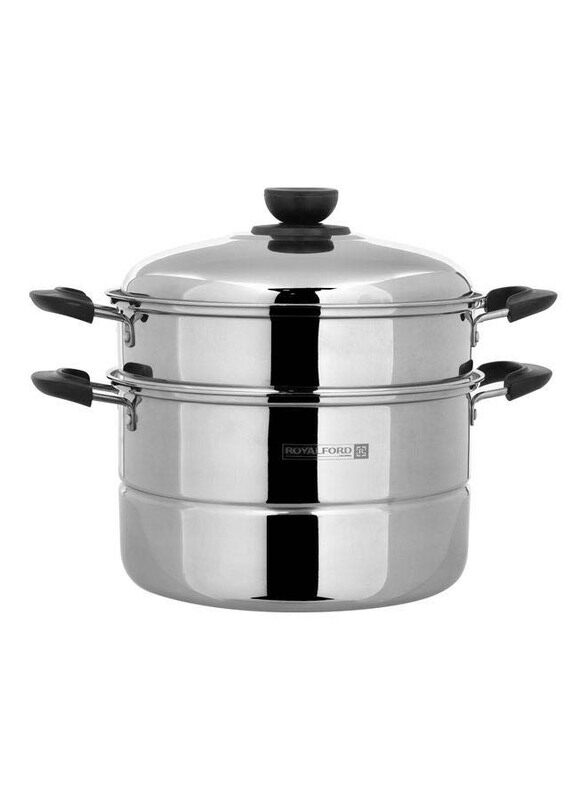 

Royalford 7.3Ltr Double Layer Stainless Steel Steamer, RF9948, 30.5x22.5x31 cm, Silver