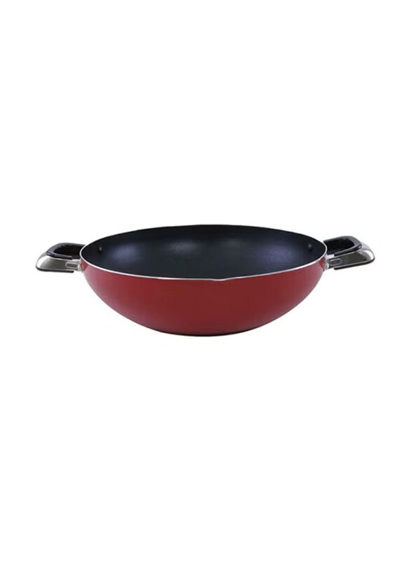 Royalford 30cm Non Stick Wok Pan, RF325WP30, Red/Black