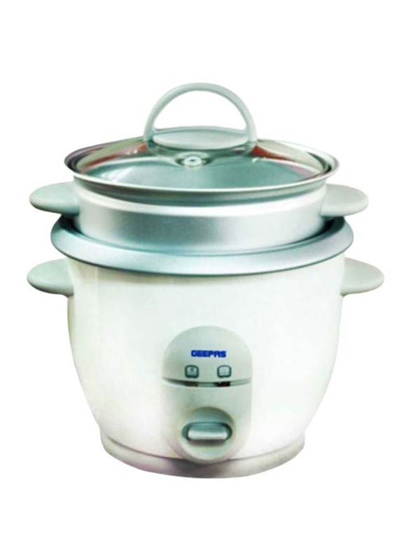 Geepas 0.9L Rice Cooker, Grc1828, White/Clear