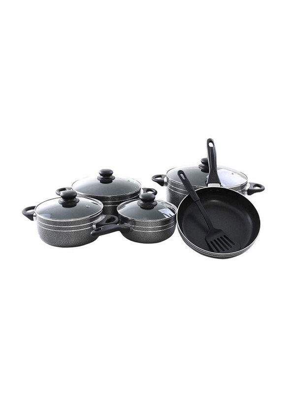 Royalford 10-Piece Cookware Set, RF7065, Black/Clear