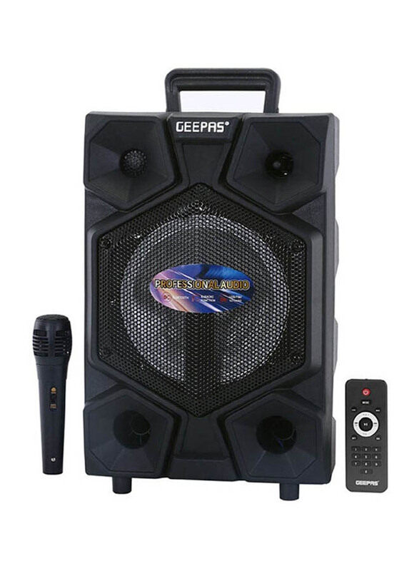 

Geepas Portable And Rechargeable Professional Speaker with Wireless Microphone and Remote Control, GMS8575, Black
