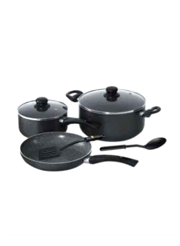 

Royalford 7-Piece Marble Coated Cookware Set, RF8948, Black