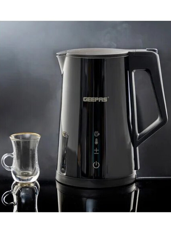 

Geepas 1.7L Digital Electric Kettle, 2200W, with Boil Dry Protection, Temperature Display on Body, GK38051, Black