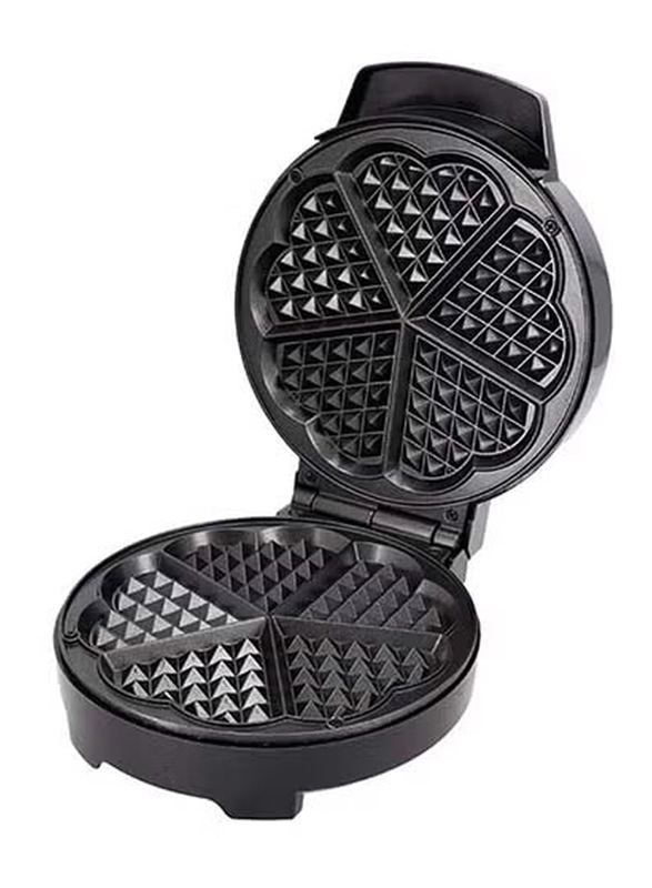 Geepas Heart Waffle Maker with Temperature Control, 1000W, GWM36538, Silver/Black