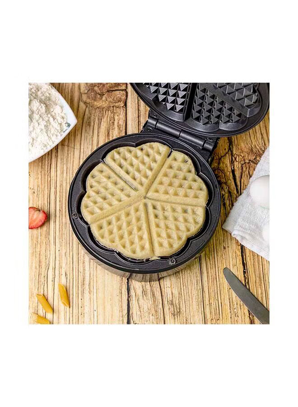 Geepas Heart Waffle Maker with Temperature Control, 1000W, GWM36538, Silver/Black