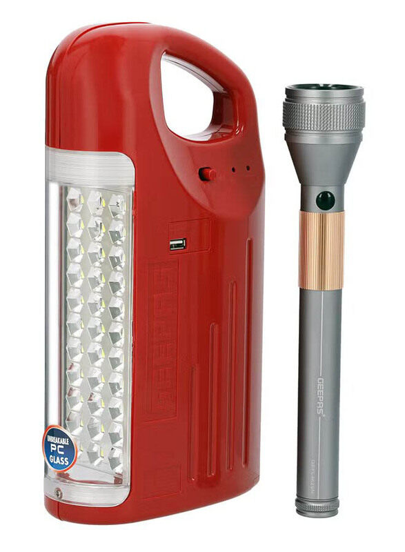

Geepas Rechargeable LED Emergency Lantern & Flashlight, Red/Black