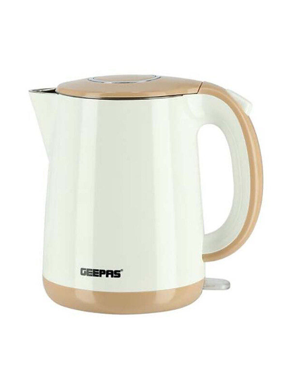 

Geepas 2L Countertop Cordless Kettle, 1500W, GK6142, White/Brown