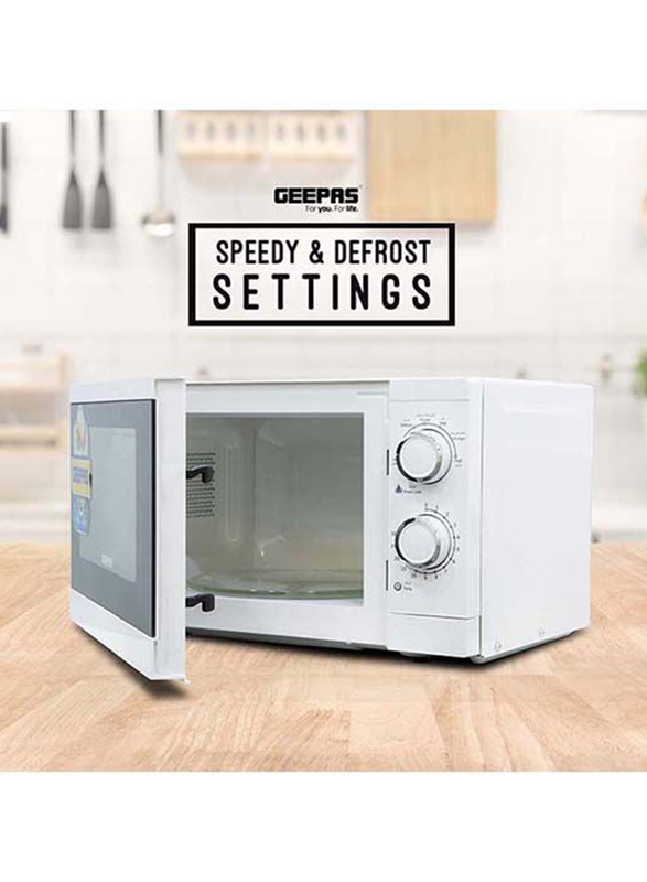 Geepas 20L Re-Heating & Fast Defrosting Microwaves Oven, 1200W, GMO1894-20LN, White
