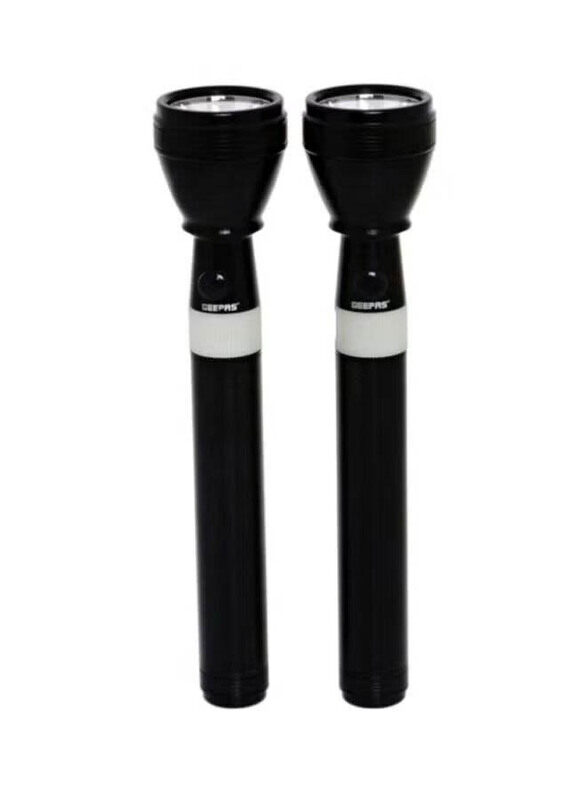 

Geepas 2-Piece Rechargeable LED Flashlight, Black