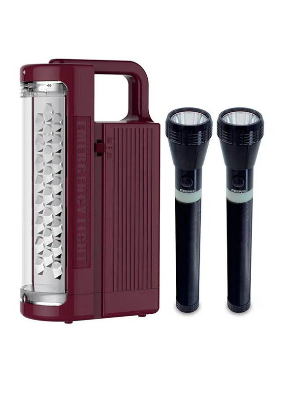 

Geepas B2 LED Flash Light with Lantern, Black/Maroon